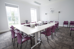 a spacious bright meeting room