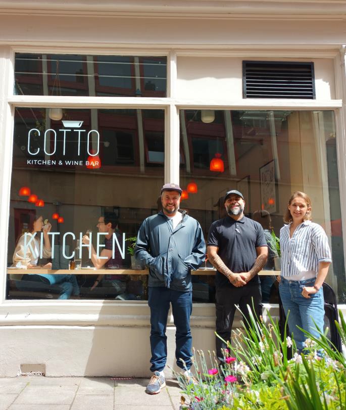 Directors Ben, Don and Josie outside Cotto
