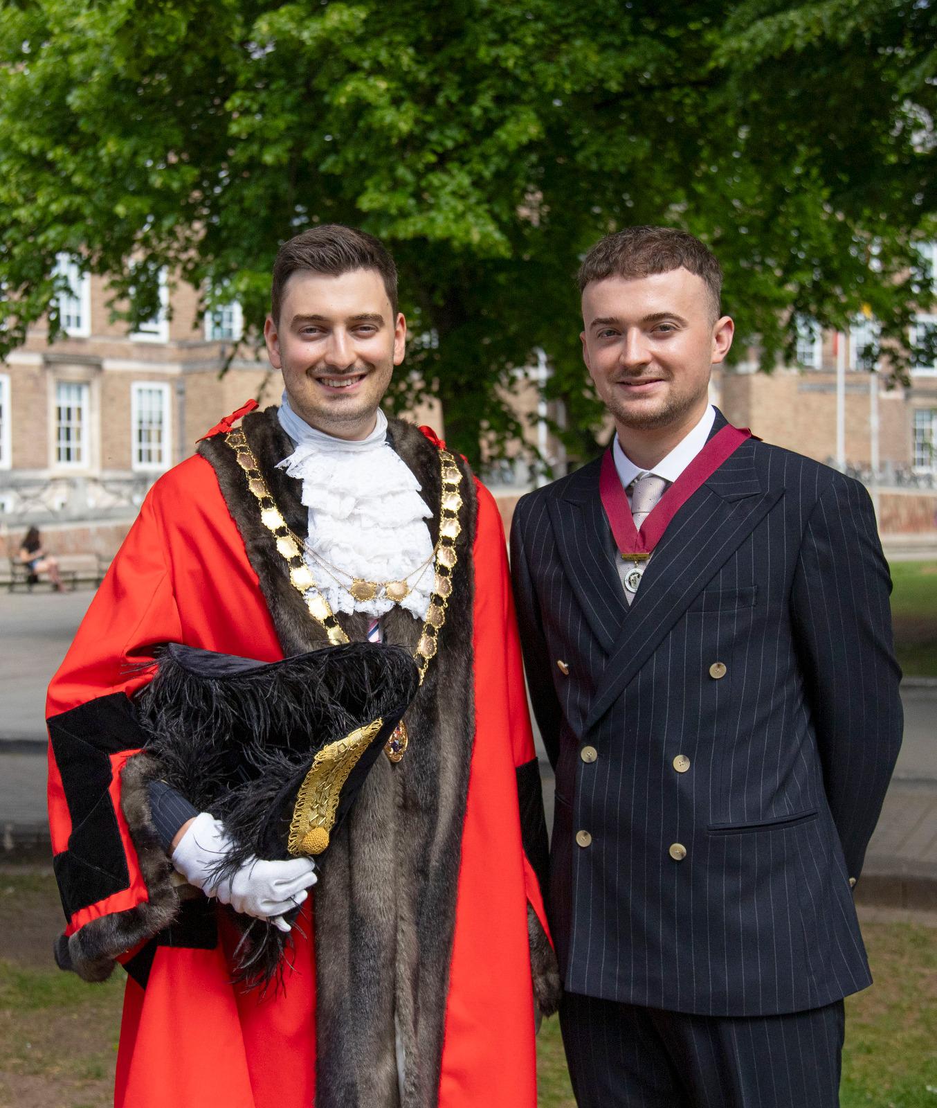 Lord Mayor for 2025 to 2026 Henry Michallat and his consort Joshua Lickley