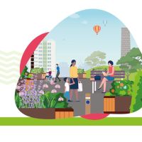 Illustration showing people in a traffic free space.