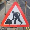 photograph of a highway roadworks sign.