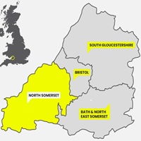 grey and yellow illustrated map of counties