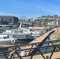 small boats docked in Bristol harbour