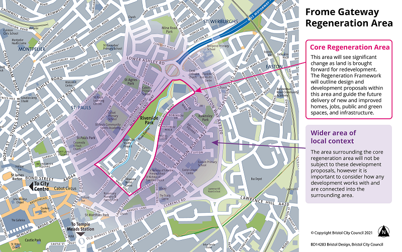 Map of frome gateway regeneration area