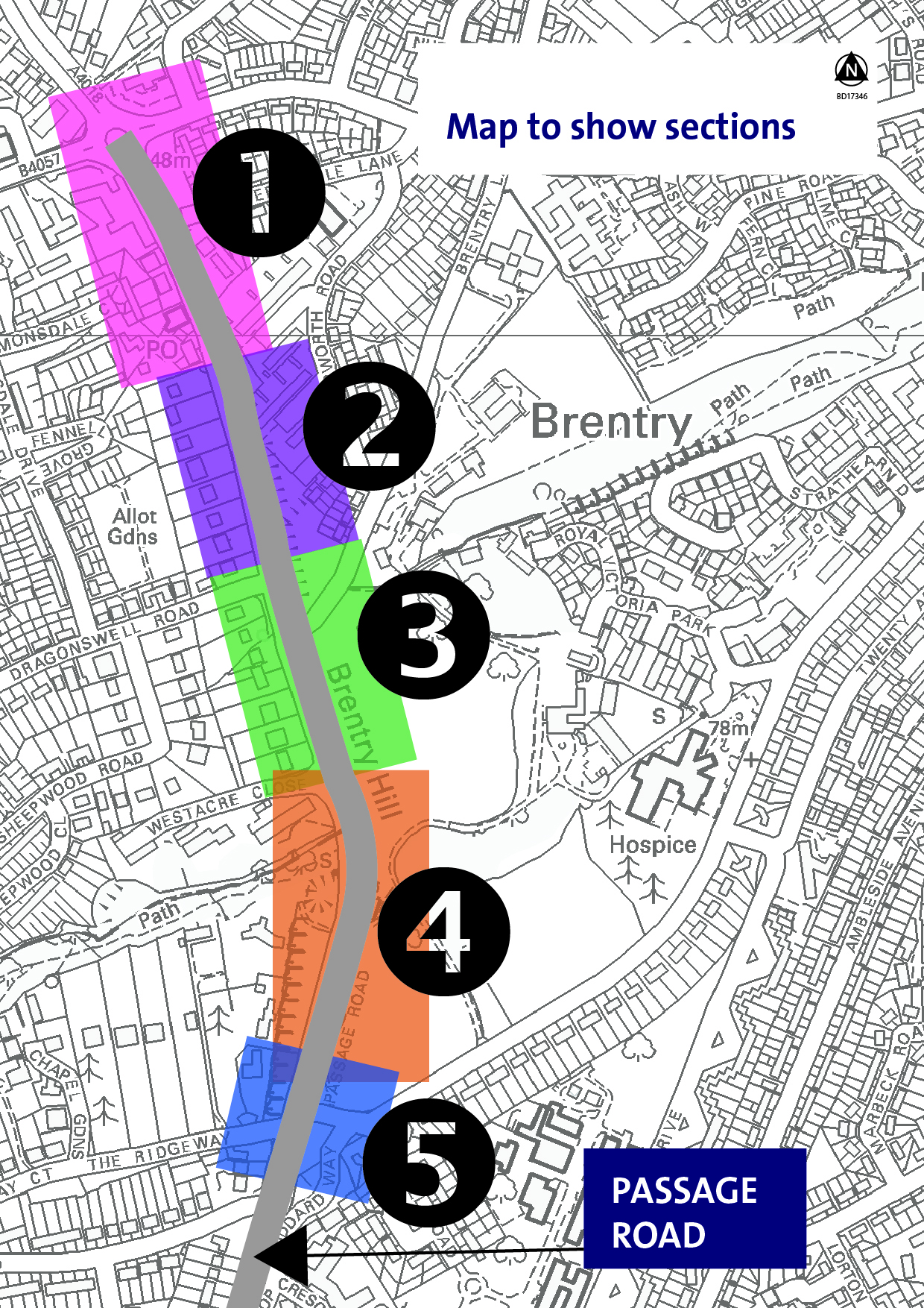 5 sections on Passage Road where trees have to be removed