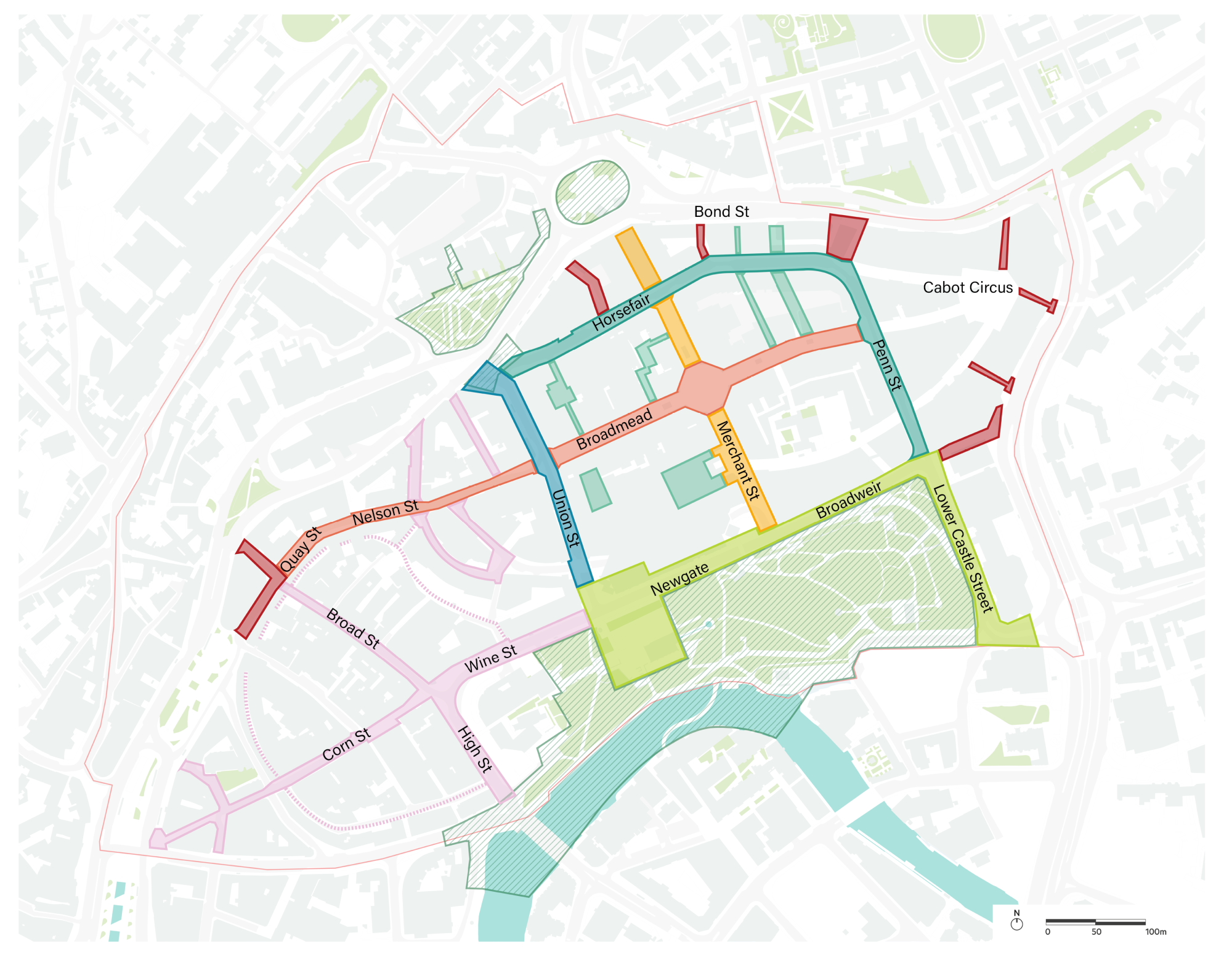 Broadmead Placemaking plan and Castle Park masterplan areas
