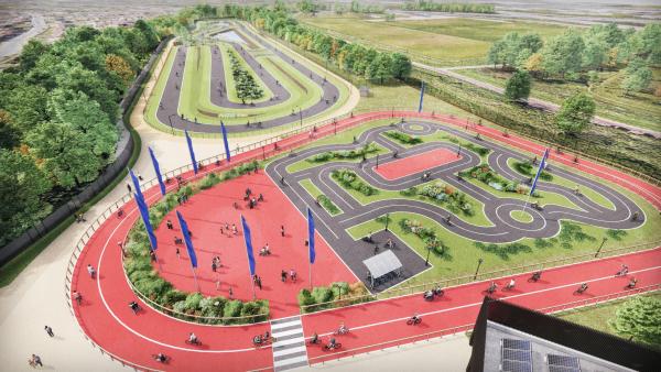 Artist impression of future regional cycling hub from above