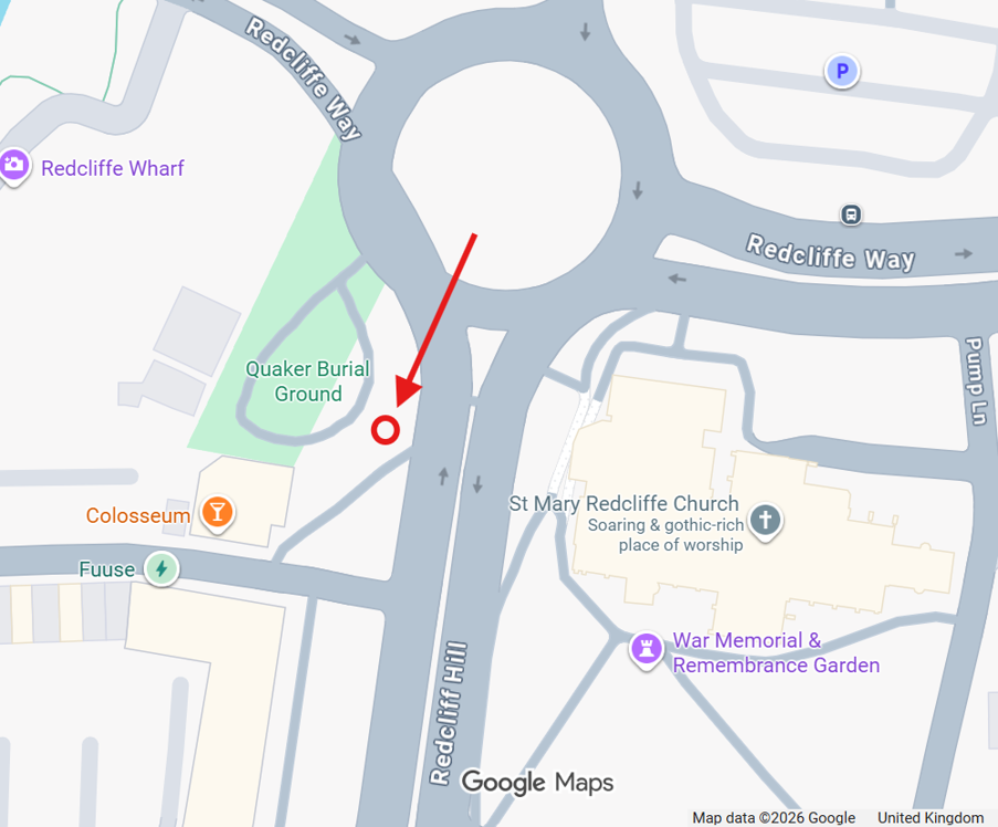 Google Maps screenshot showing location of tree on Redcliff Hill
