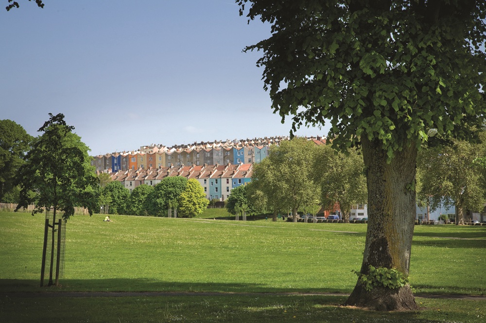 photo of colourful houses in Windmill Hill and Totterdown