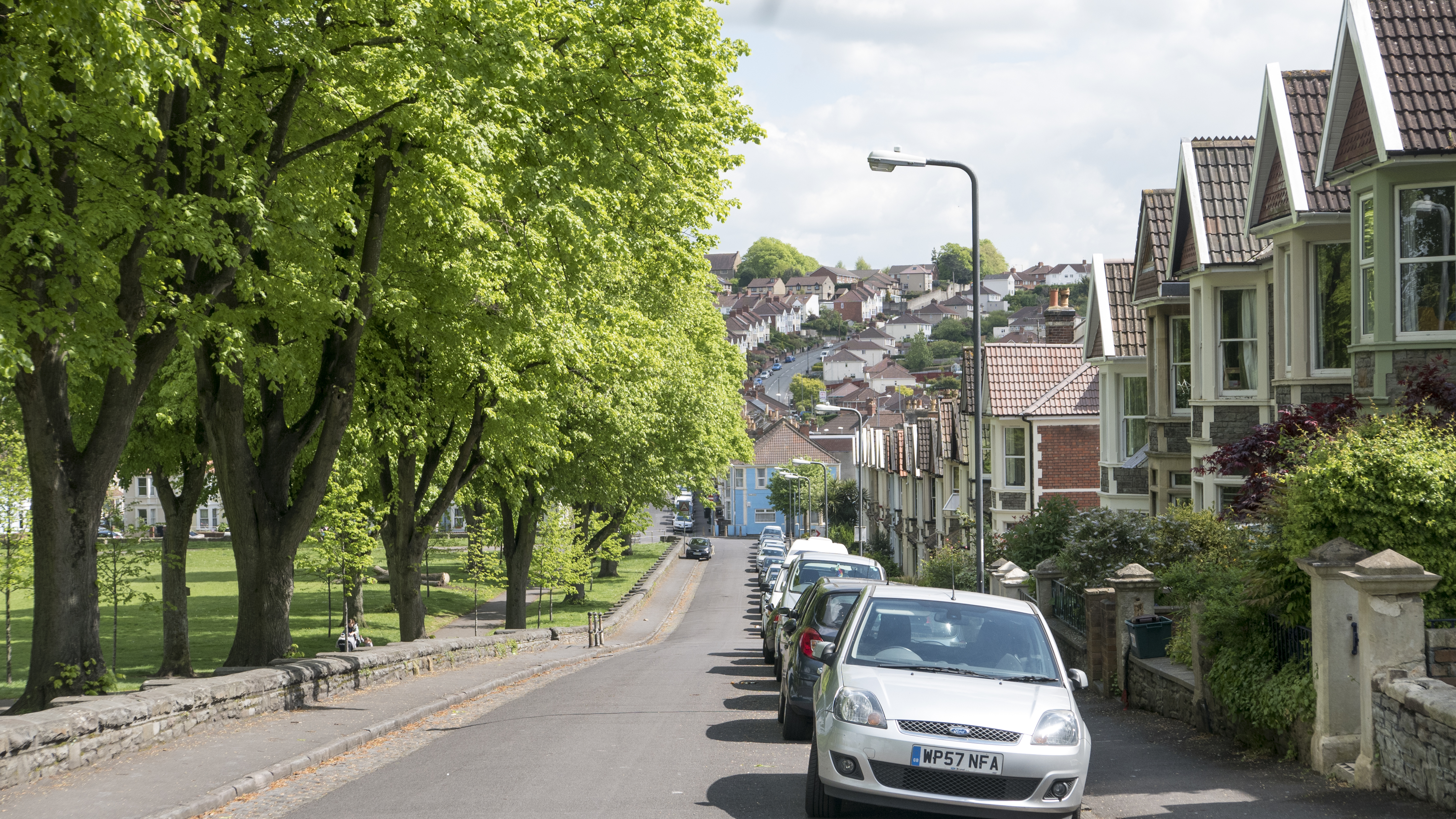 Photo showing a street in Windmill Hill, with houses and Victoria Park