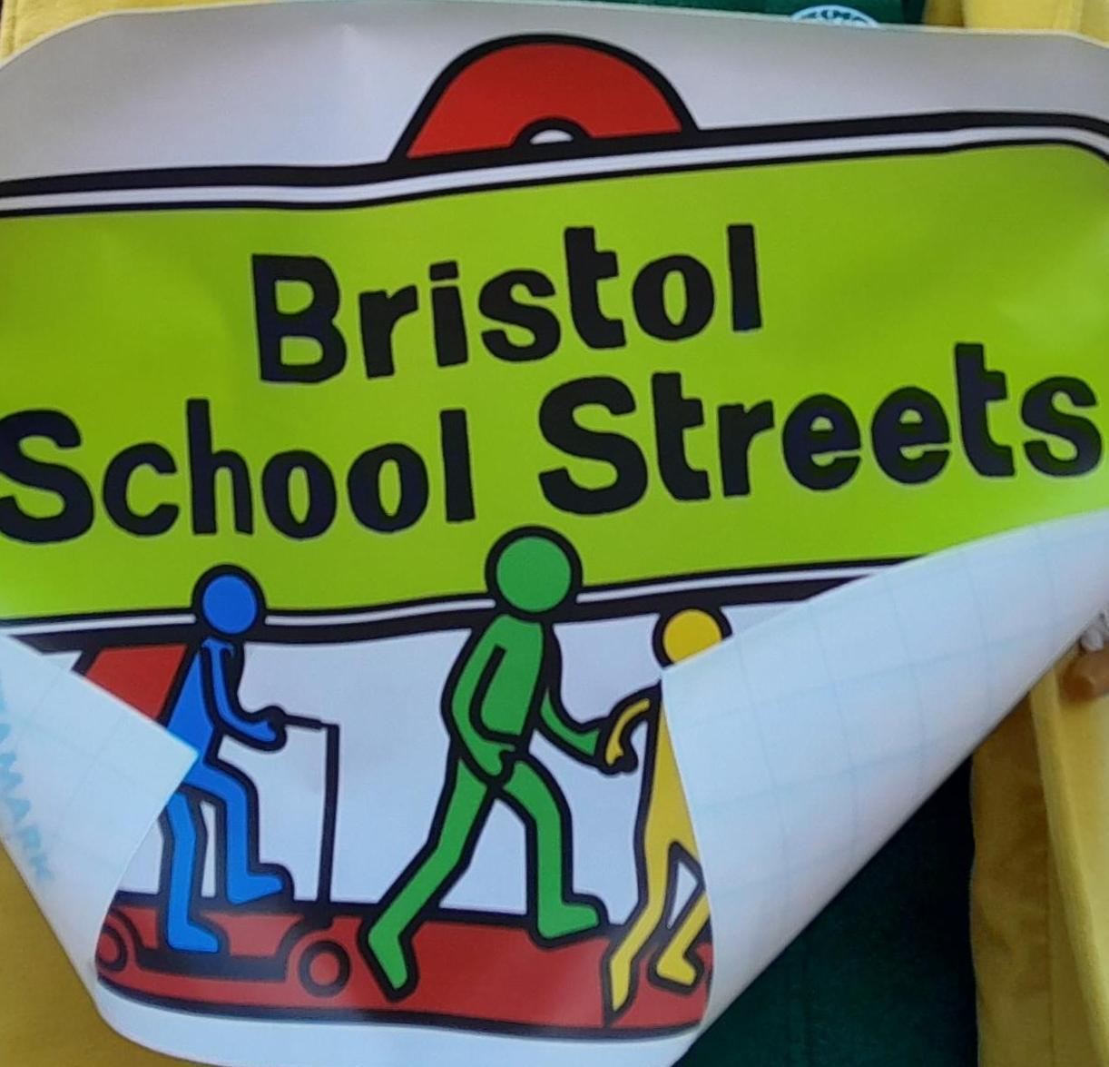 A sign showing the words Bristol School Streets.