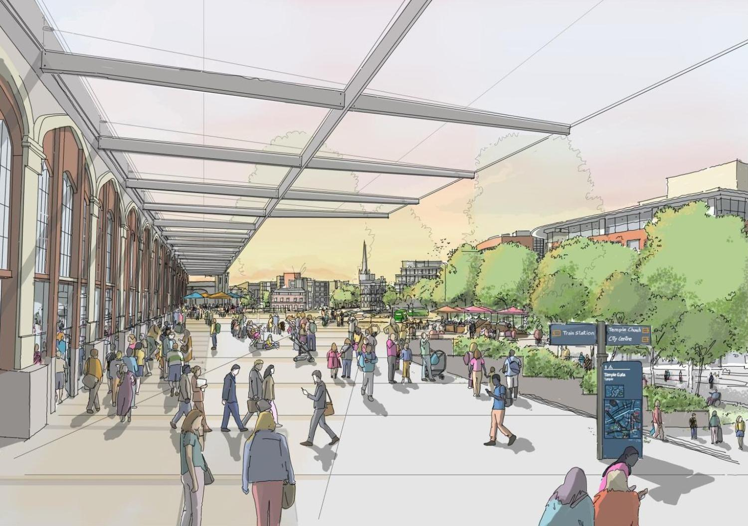 Artist impression of Temple Meads, Northern Entrance