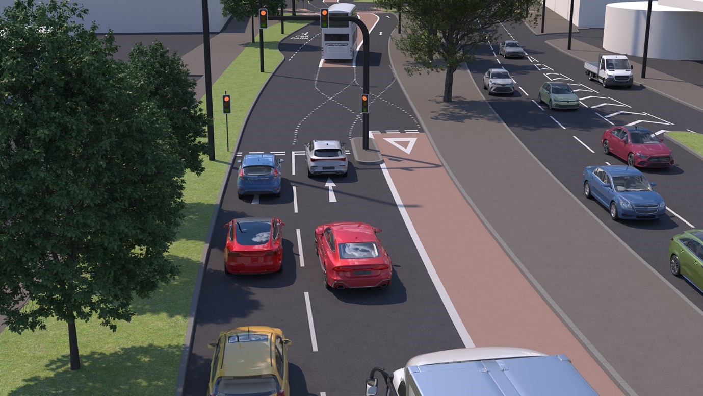 Proposed bus lane at Newfoundland Circus