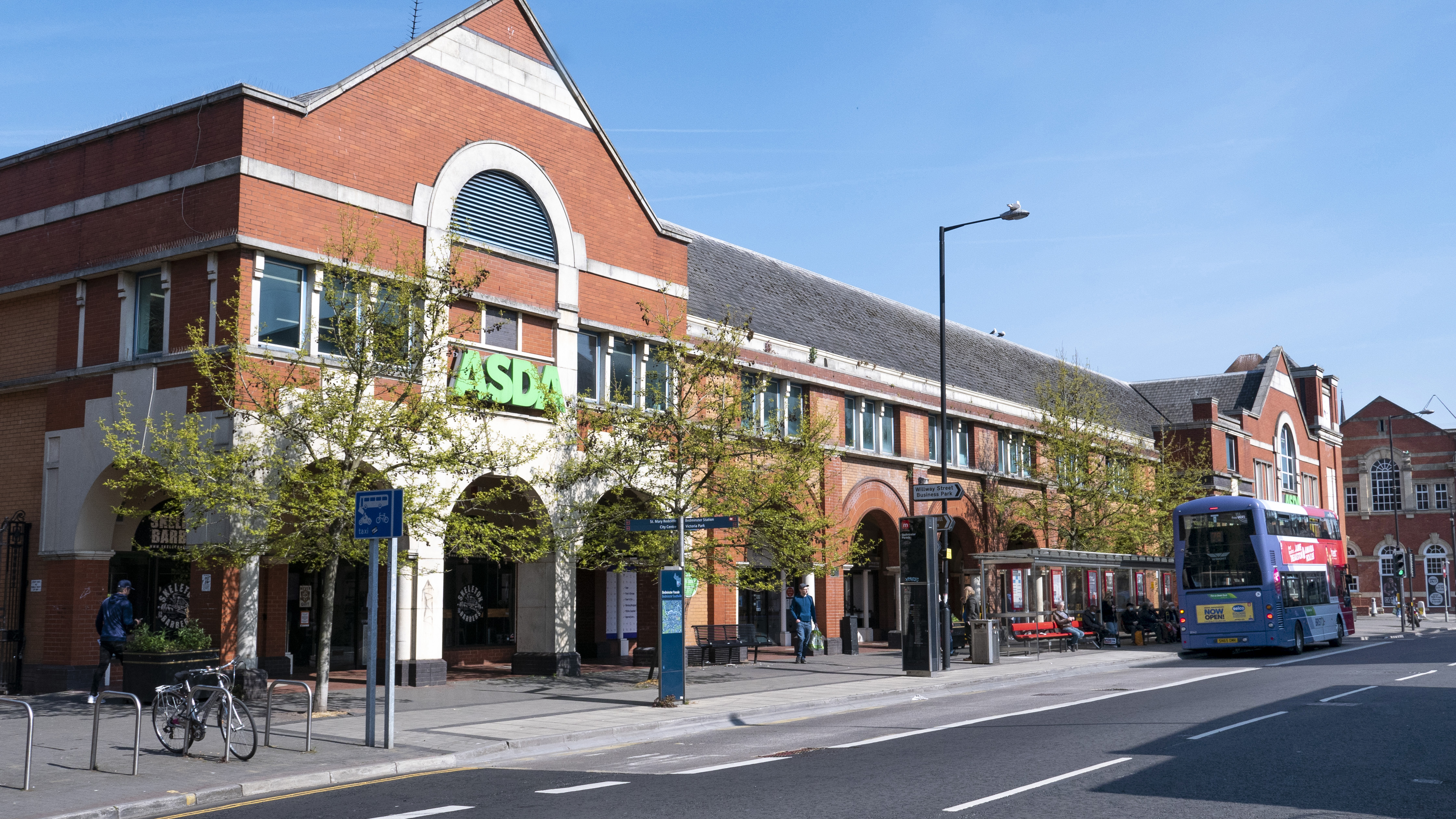 Image of Bedminster Parade including Asda and bus stop