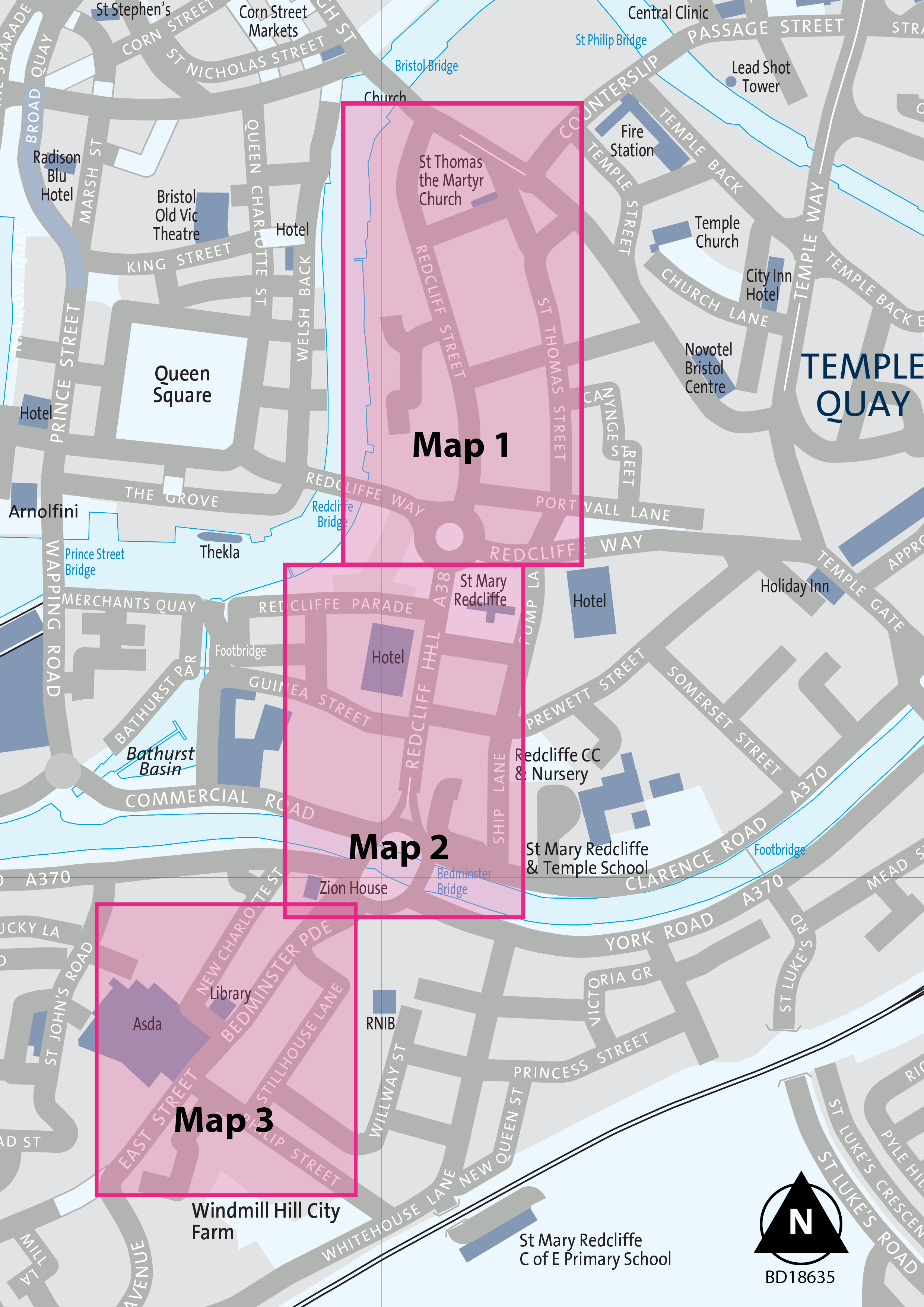Redcliff Overview Map showing the 3 areas that will be described in the survey.