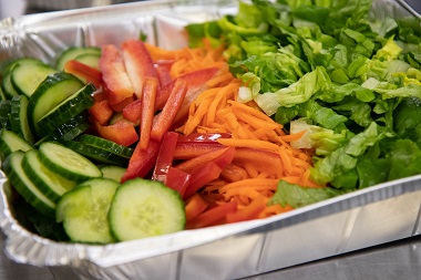 Cucumber, carrots, red pepper and lettuce