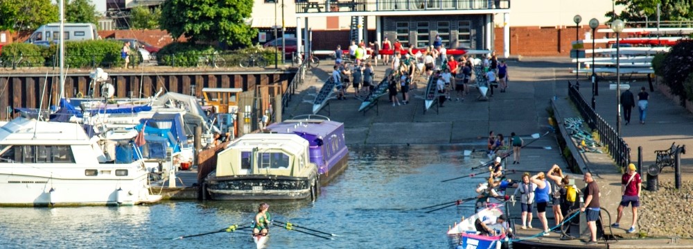 bristol marina and yellow canoe