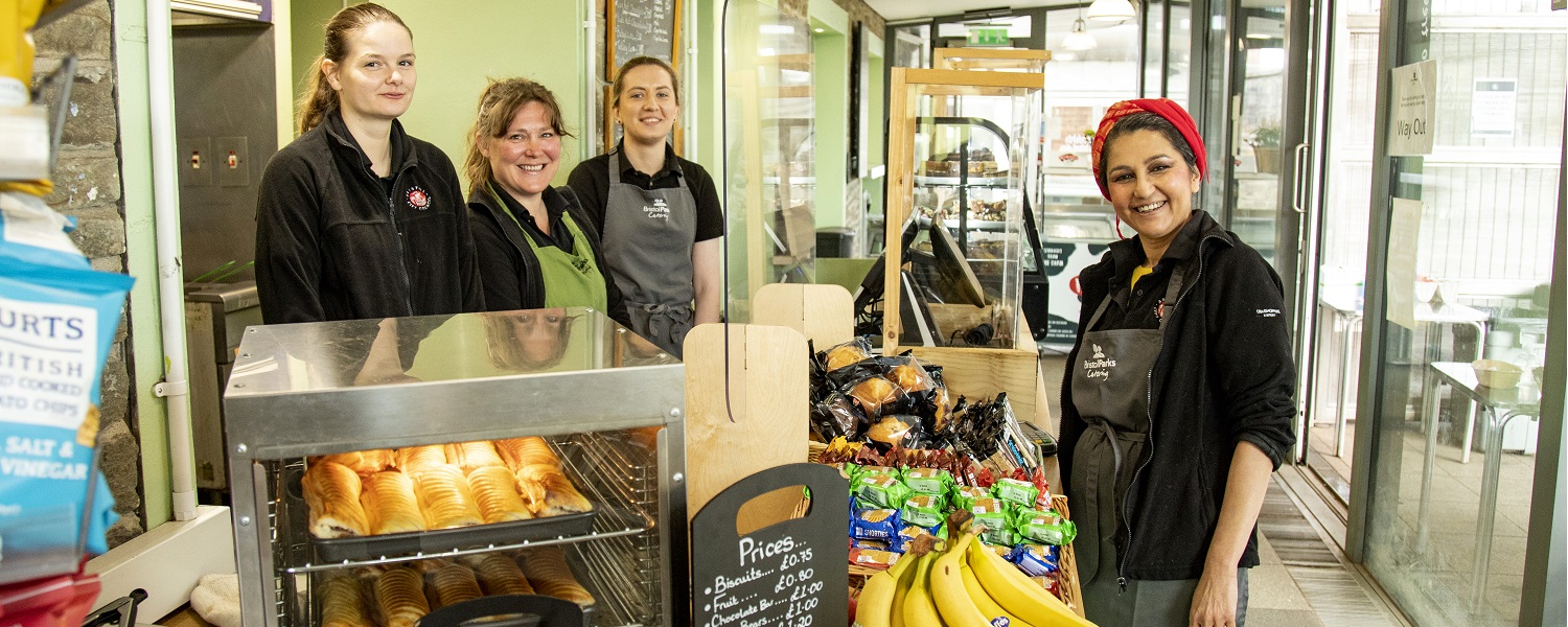 Members of staff inside Blaise Estate cafe