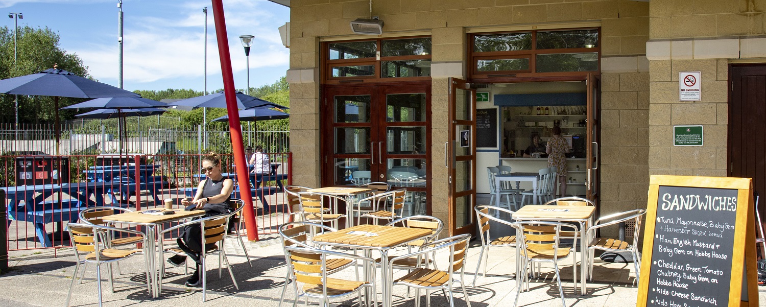 The cafe's outside seating area