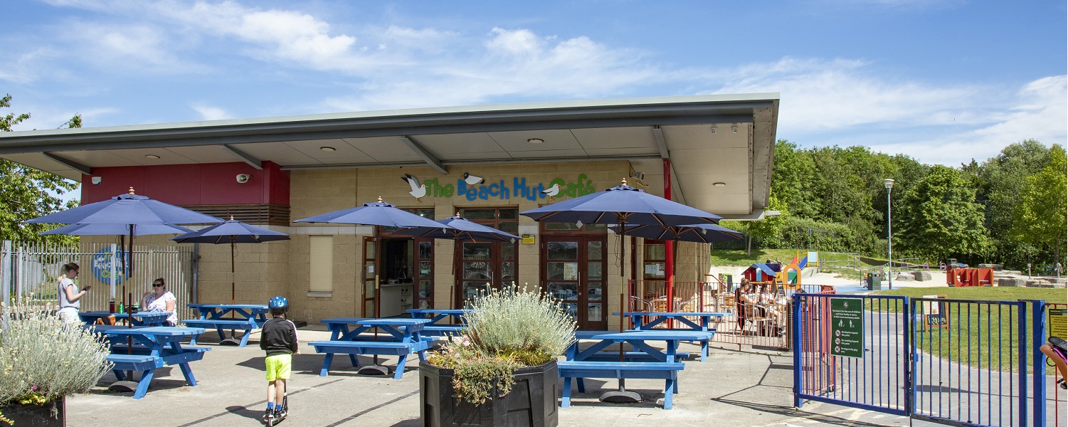 The outside seating area at the Beach Hut Cafe