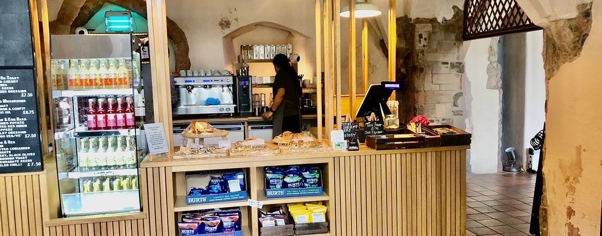 The cafe's kiosk with a range of snacks and cold drinks