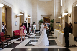 A wedding reception in the ground floor of City Hall