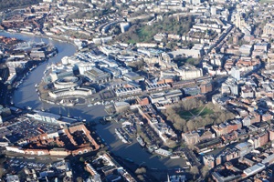 Aerial view of central Bristol