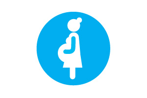 A stylised icon of a pregnant person
