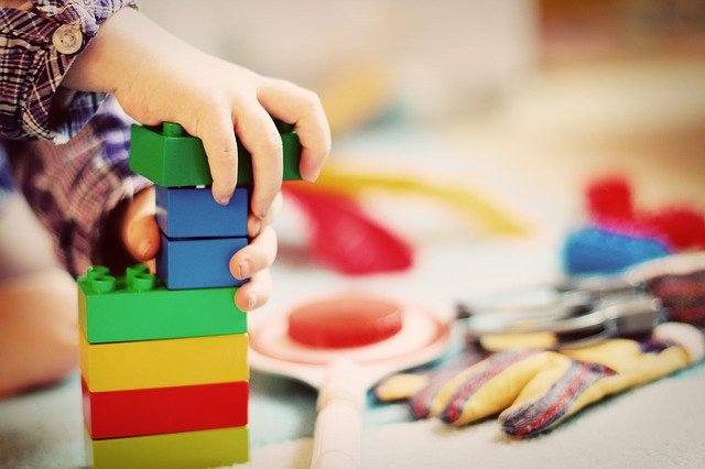 A child playing with building blocks