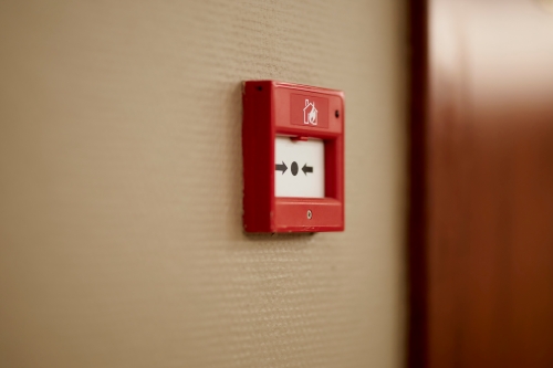 Fire alarm on a wall