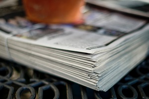 a stack of newspapers