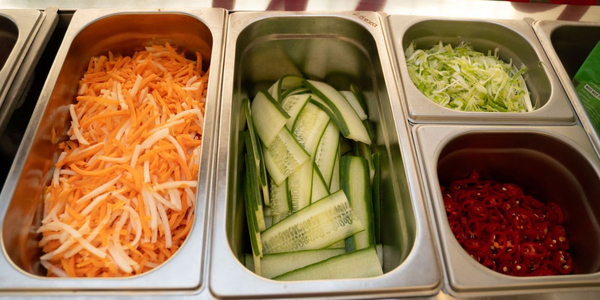Colouful vegetables in different trays
