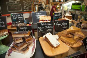 Some cakes in a cafe