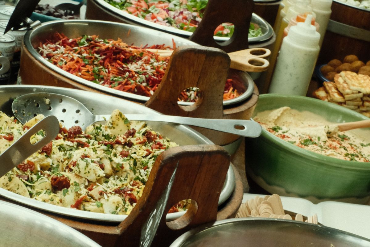 Various colourful food dishes