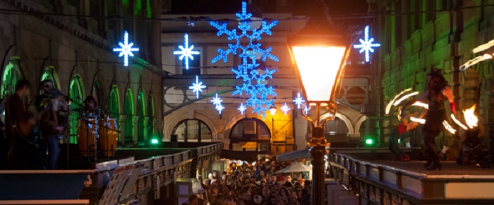 A night market at Christmas