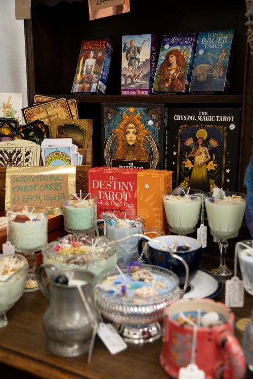 Some tarot and magick items in a shop