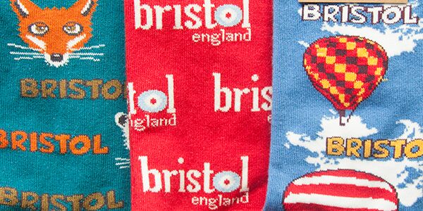 Pairs of socks with Bristol written on them