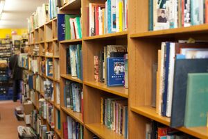 Books on shelves in a shop