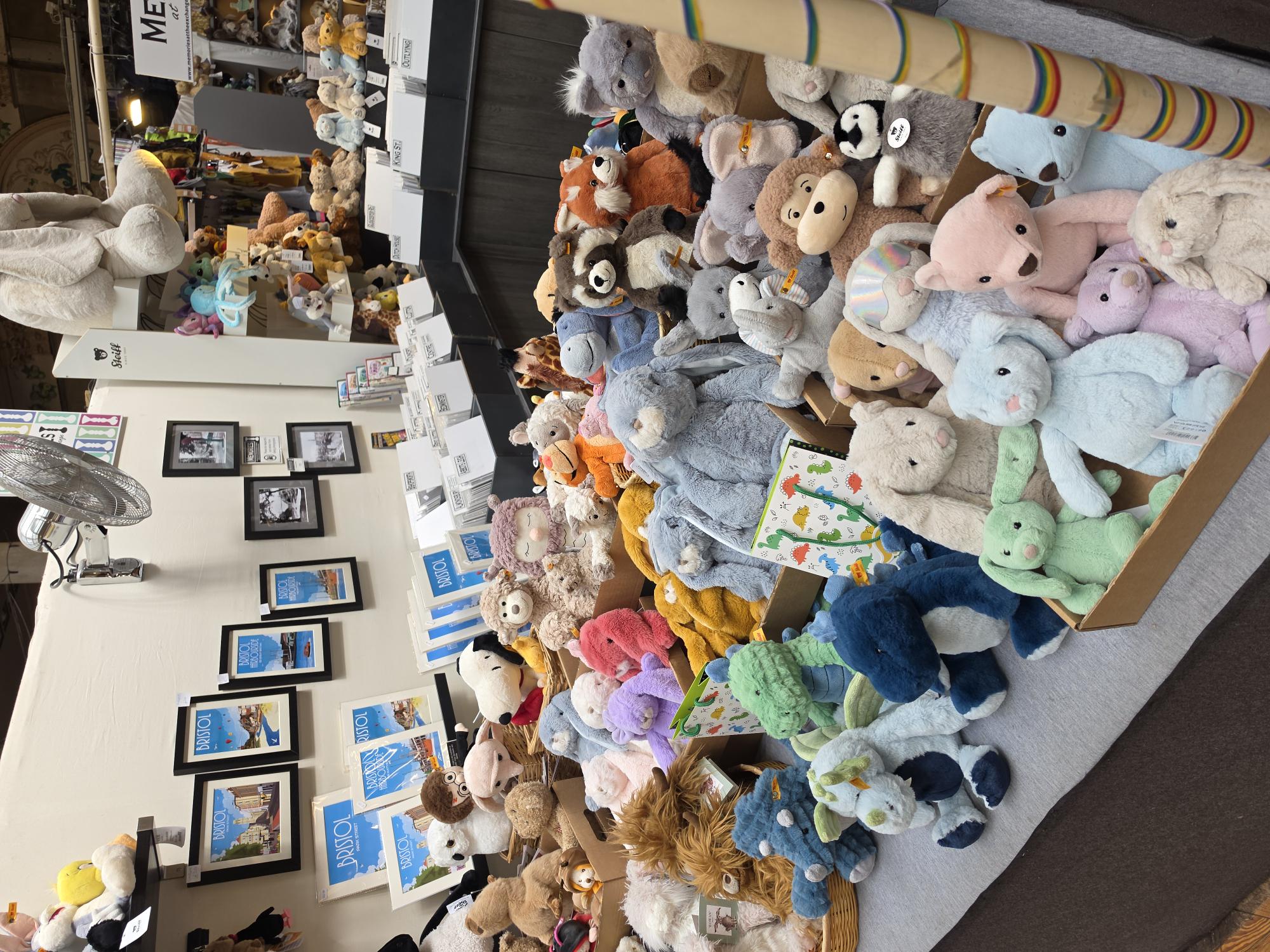 A display of soft childrens toys