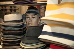 Hats for sale in a shop