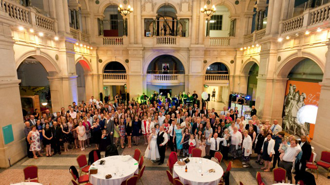 A wedding reception in the Front Hall of Bristol Museum and Art Gallery